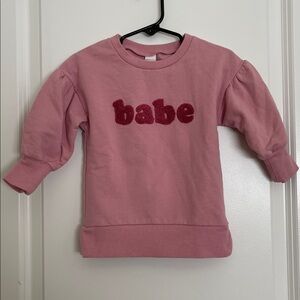 Pink Kids Sweatshirt with 'Babe' Text